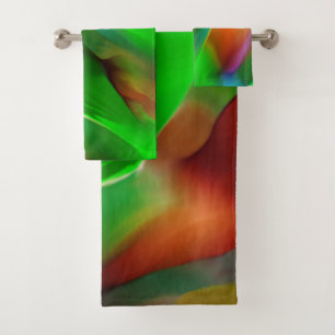 Profundity and coloured reliefs, green predominate bath towel set
