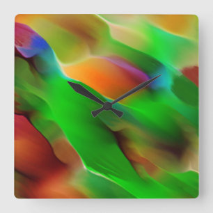Profundity and coloured reliefs, green predominate square wall clock