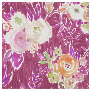 PROFUSION FLORAL Autumn Merlot Rose Watercolor Fabric