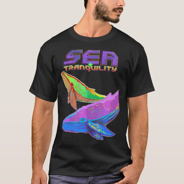 Prog Rock Music Space Whales Retro Graphic Adult T-Shirt (Front)