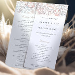 Program Wedding Golden Lilies William Morris Invitation<br><div class="desc">Provide your guests with a beautifully designed wedding program that pairs functionality with classic elegance. Our customisable program features a delicate floral motif, with lilies depicted in soft shades of blush, cream, and taupe, accented by gentle splashes of cerulean and dove grey. The front of the program introduces the wedding...</div>