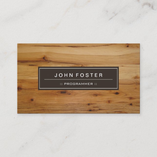Programmer - Border Wood Grain Business Card (Front)