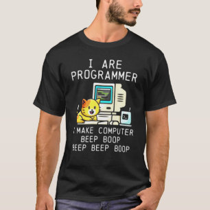Programmer Cat Beep Boop Coding T-Shirt
