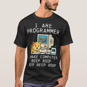 Programmer Cat Beep Boop Coding T-Shirt