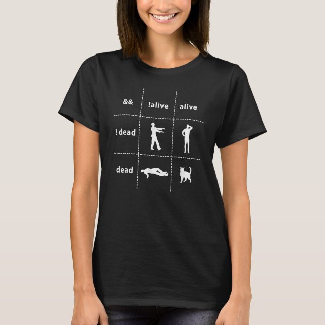 Programmer Cat  Boolean Logic Alive And Dead 1 T-Shirt (Front)