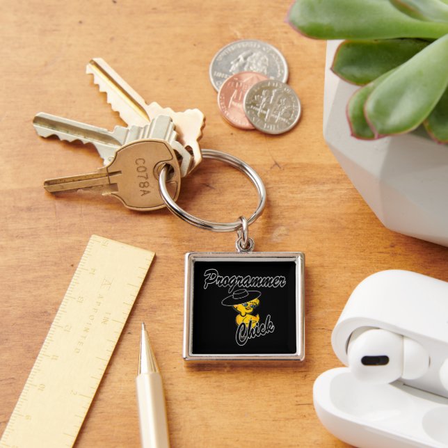Programmer Chick #4 Key Ring (Desk)