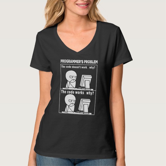 Programmer   Code Works Why Meme T-Shirt (Front)