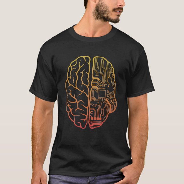 Programmer Coder Brain  Computer Nerd Geek Retro H T-Shirt (Front)