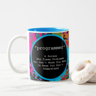 Programmer Coder Colourful Splatter Abstract Art Two-Tone Coffee Mug