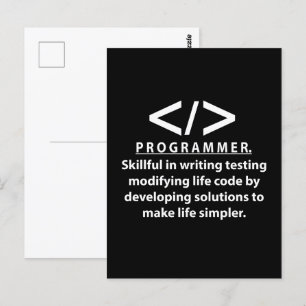 Programmer Coding Developer Programmer Postcard