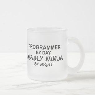 Programmer Deadly Ninja by Night Frosted Glass Coffee Mug