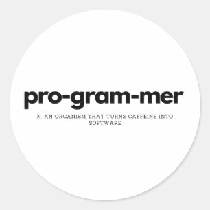 Programmer definition classic round sticker