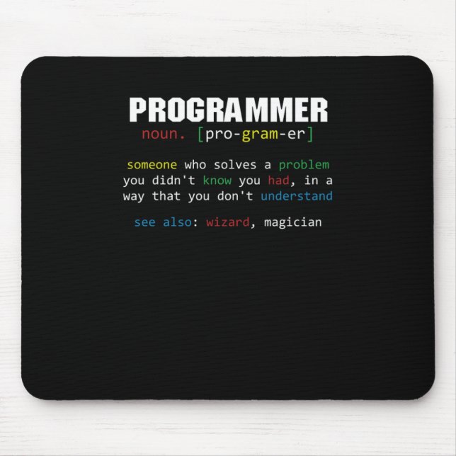 Programmer Definition Coder Programming Coding Gif Mouse Pad (Front)