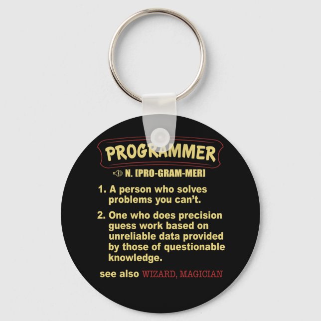 Programmer Funny Dictionary Definition T Shirt Key Ring (Front)