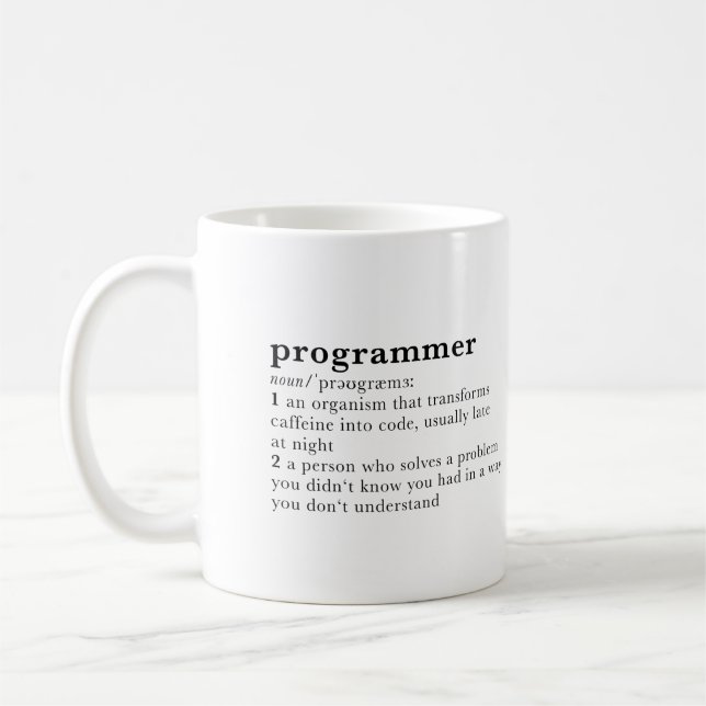 programmer. funny dictionary entry coffee mug (Left)