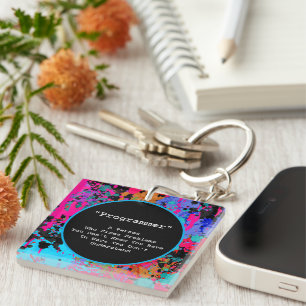 Programmer Gag Gift Colorful Splatter Abstract Art Key Ring