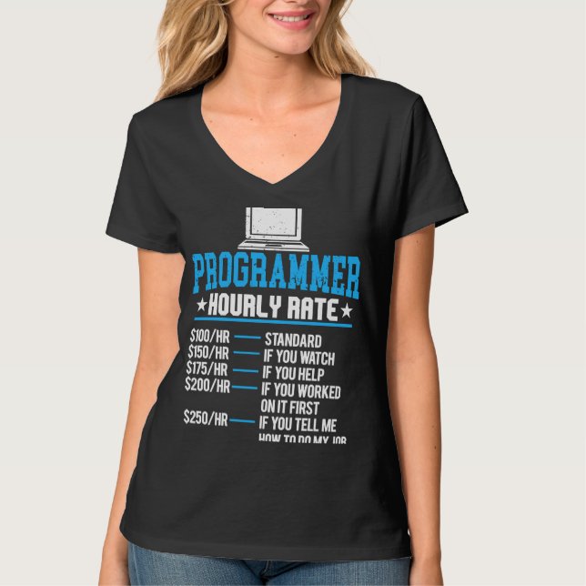 Programmer Hourly Pay Computer Expert Coding T-Shirt (Front)