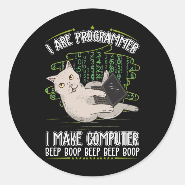 Programmer humour computer science classic round sticker (Front)