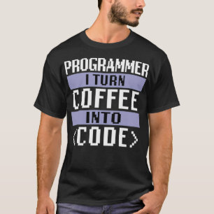 Programmer I Turn Coffee Into Code Coding cat love T-Shirt