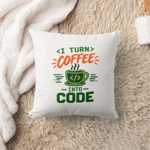 Programmer IT Humour I Turn Coffee Into Code Dev Cushion