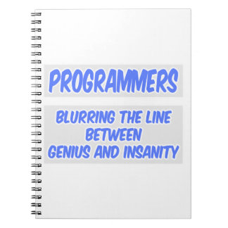 Programmer Joke .. Genius and Insanity Spiral Notebook