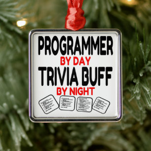 Programmer Loves Playing Trivia Metal Tree Decoration