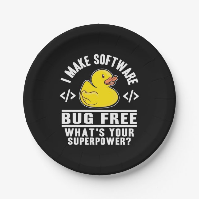 Programmer Make Software Bug Free Paper Plate (Front)