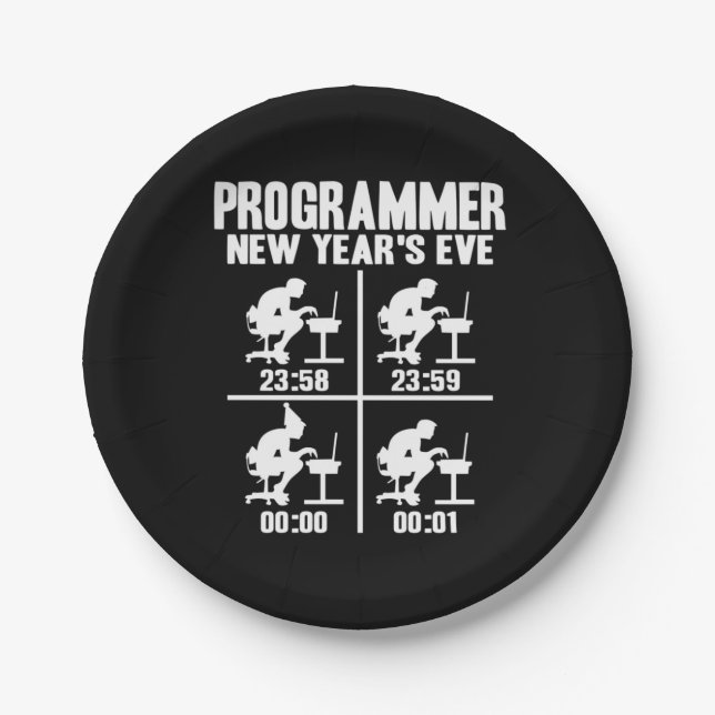 Programmer New Year's Ever Paper Plate (Front)