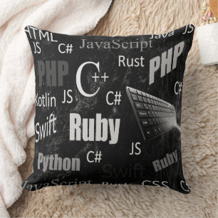 Programmer Pattern Black and White Cushion