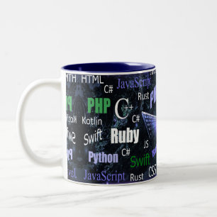 Programmer Pattern Blue Two-Tone Coffee Mug