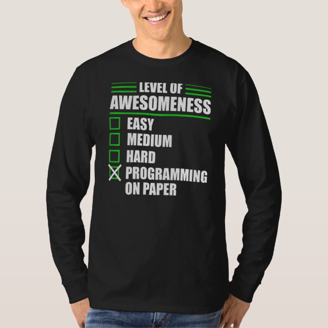 Programmer Programming On Paper Computer Science T-Shirt (Front)