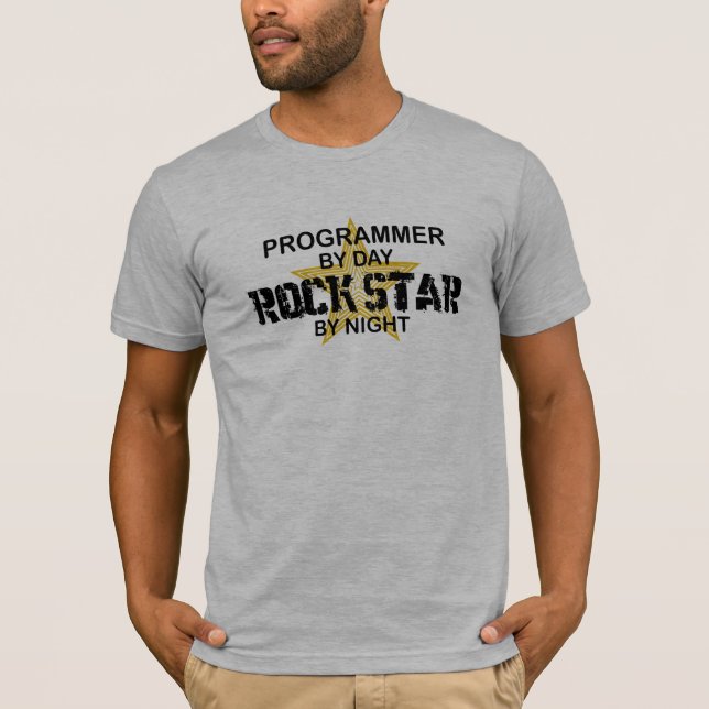 Programmer Rock Star by Night T-Shirt (Front)