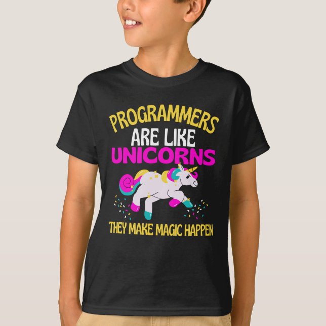 Programmer Unicorn , Magical Unicorn Programmers T-Shirt (Front)