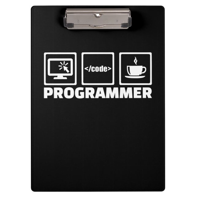 Programmer Write Code And Drink Coffee Clipboard (Front)