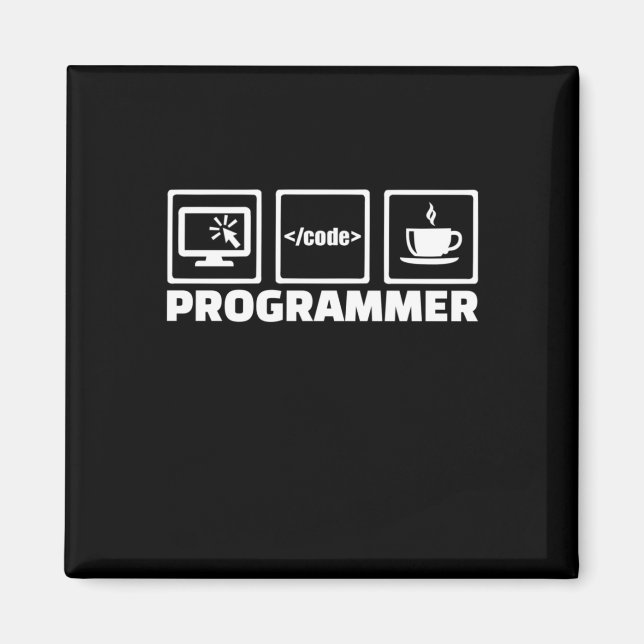 Programmer Write Code And Drink Coffee Magnet (Front)