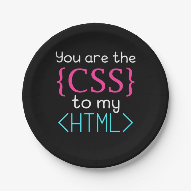 Programmer You Are The Css To My Html Paper Plate (Front)