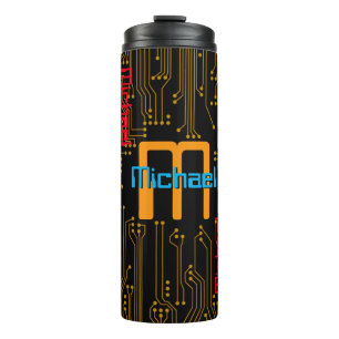 Programmer's Birthday Black Circuit Board Thermal Tumbler
