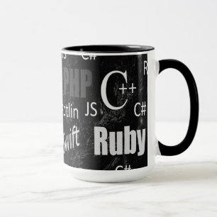 Programming Languages Black and White Pattern Mug