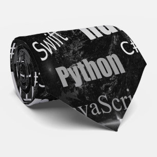 Programming Languages Black White Pattern Tie