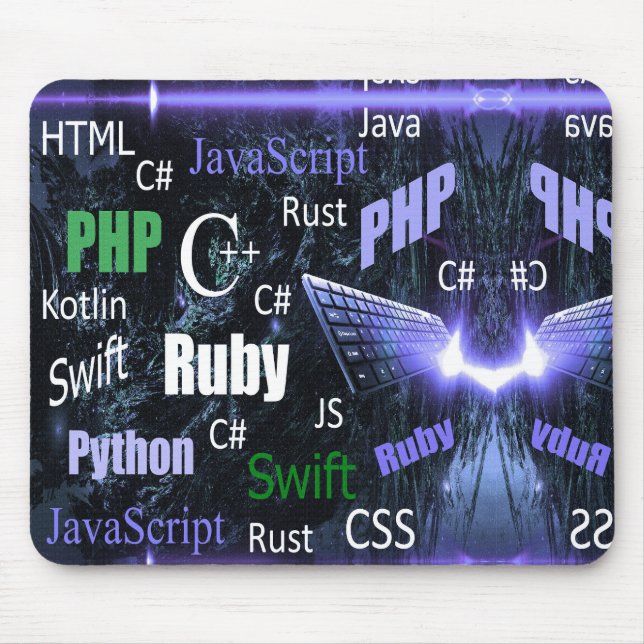 Programming Languages Pattern Blue Mouse Pad (Front)