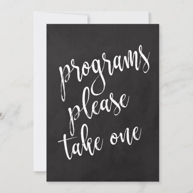 Programs Affordable Chalkboard Wedding Sign Invitation (Front)