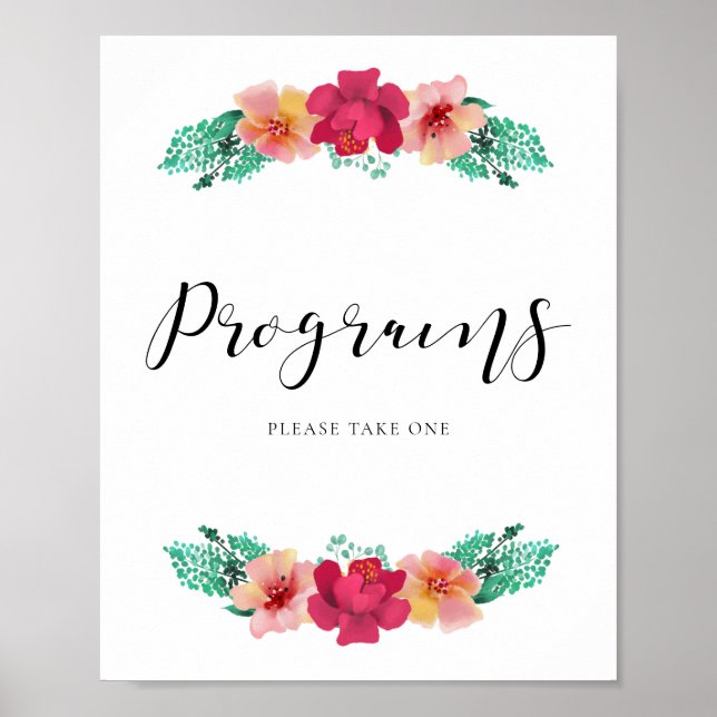 Programs please take one floral design wedding poster (Front)