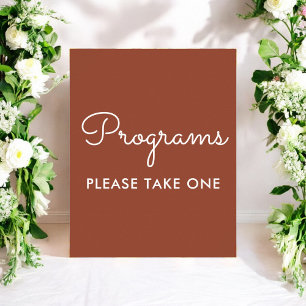 Programs Wedding Terracotta Brown Poster