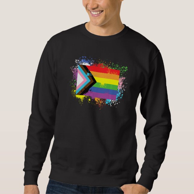 Progress Gay Pride Flag Inclusive Lgbtq Rainbow Pr Sweatshirt (Front)