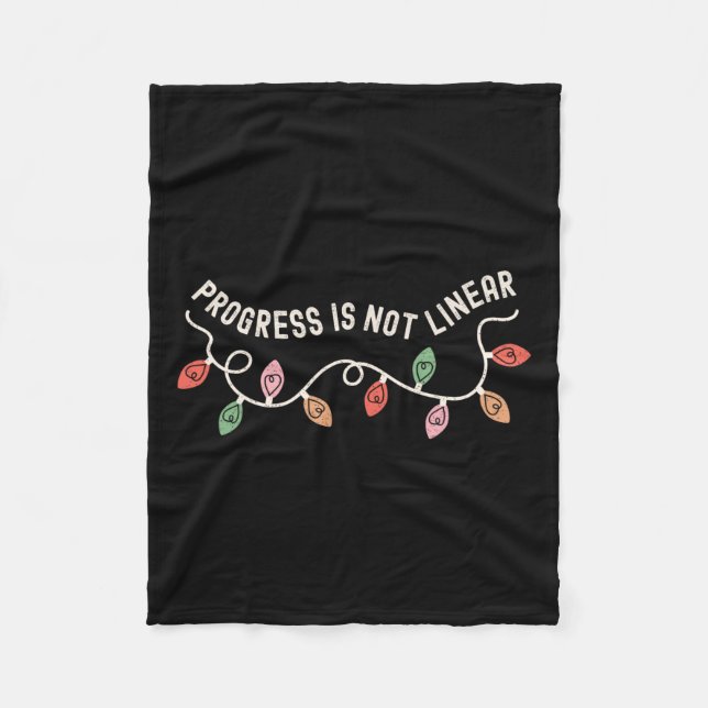 Progress Is Not Linear Sped Teacher Christmas Ligh Fleece Blanket (Front)