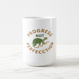 Progress not Perfection - Cute Turtle Motivational Coffee Mug