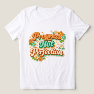 Progress Not Perfection Floral Retro Motivational Tri-Blend Shirt