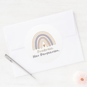 Progress not perfection motivational boho rainbow classic round sticker