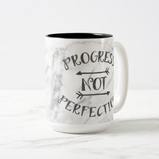 Progress not perfection Mug -  Marble background