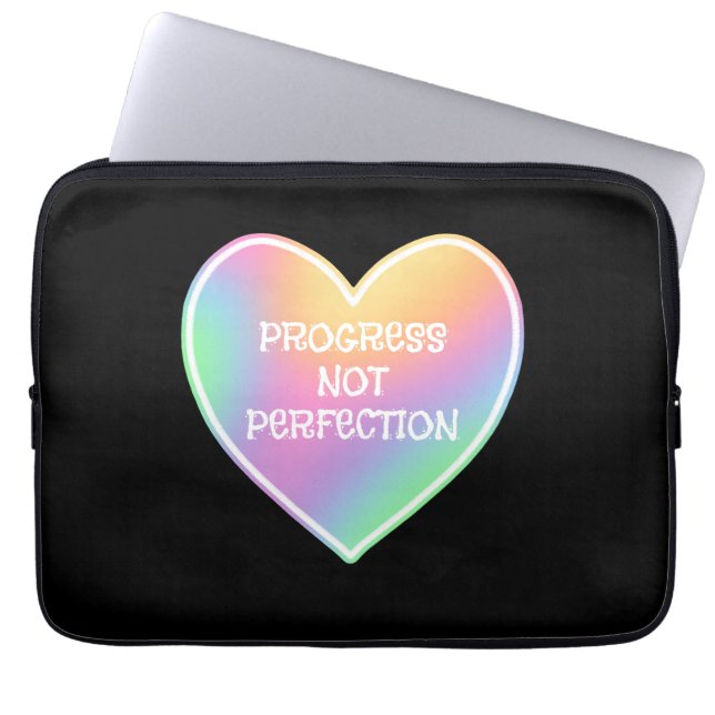 Progress Not Perfection Rainbow Laptop Sleeve (Front)